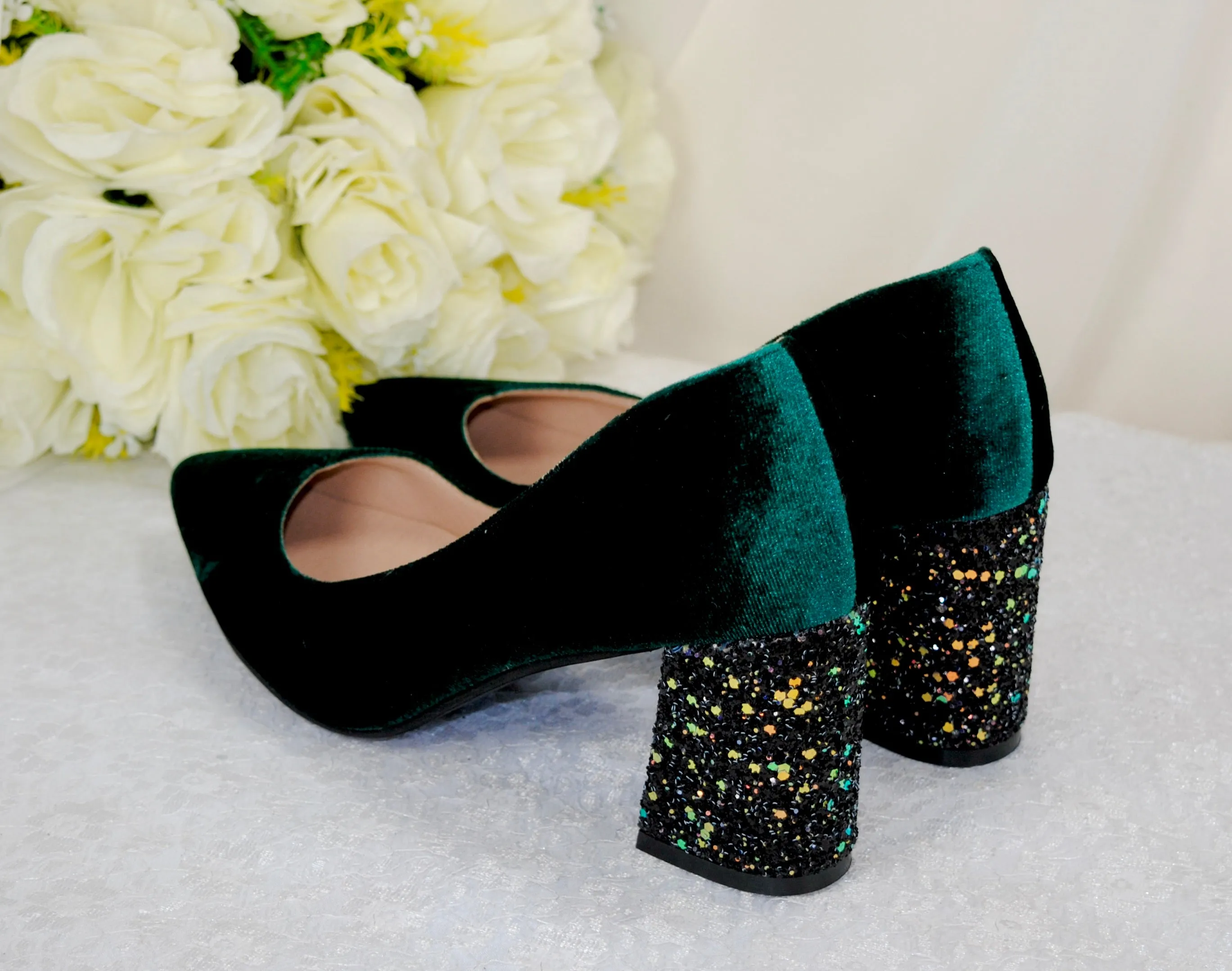 Velvet Block Heels