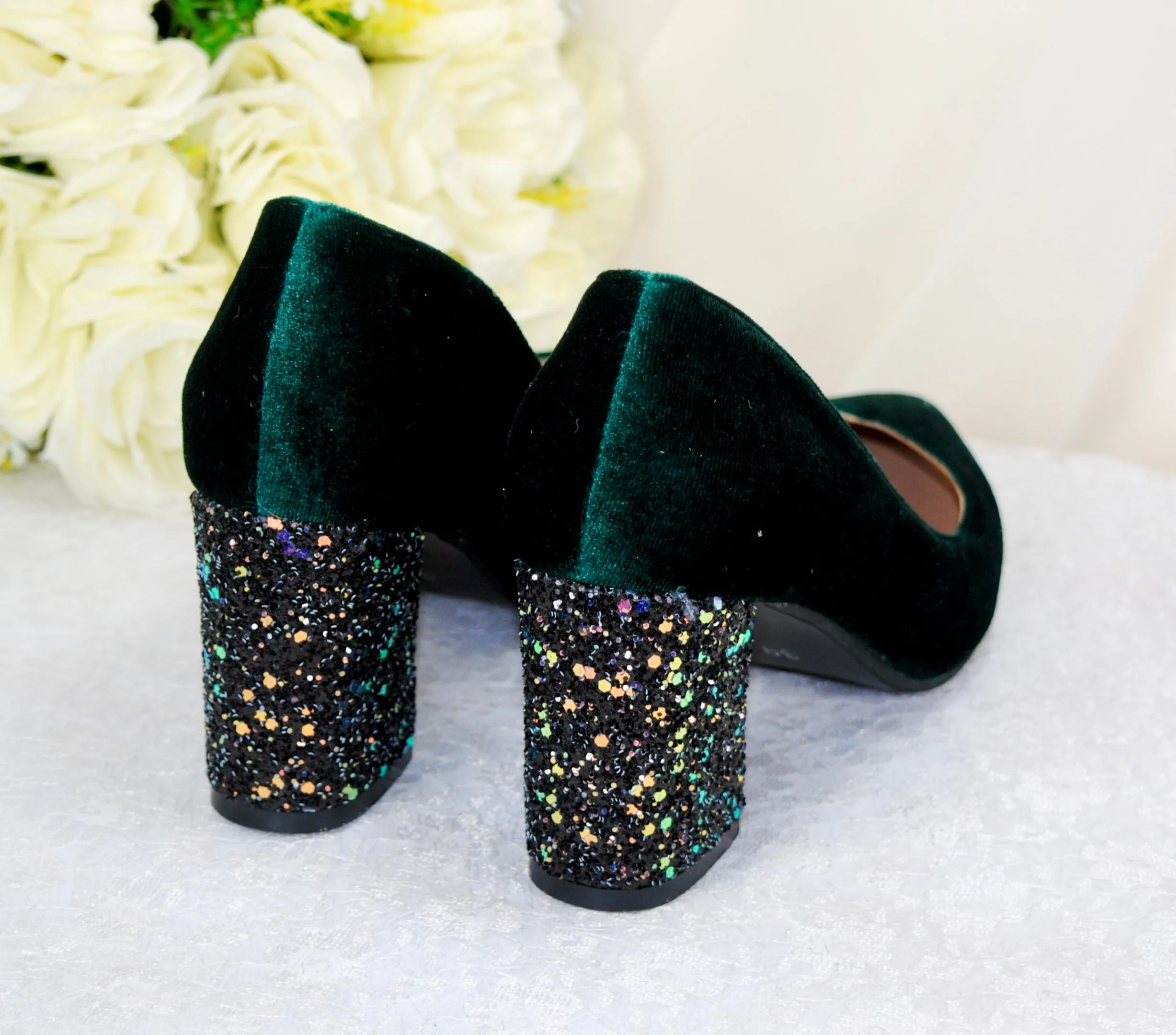 Velvet Block Heels