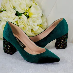 Velvet Block Heels