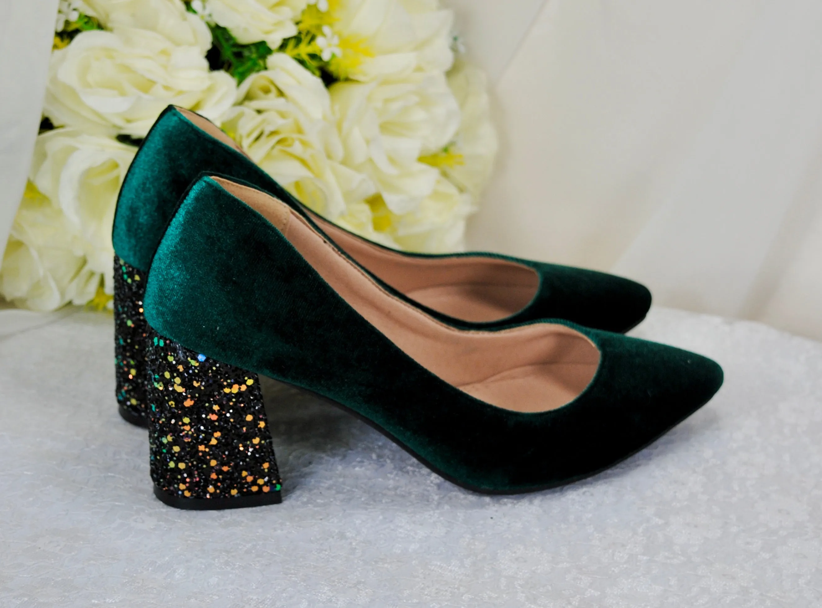 Velvet Block Heels