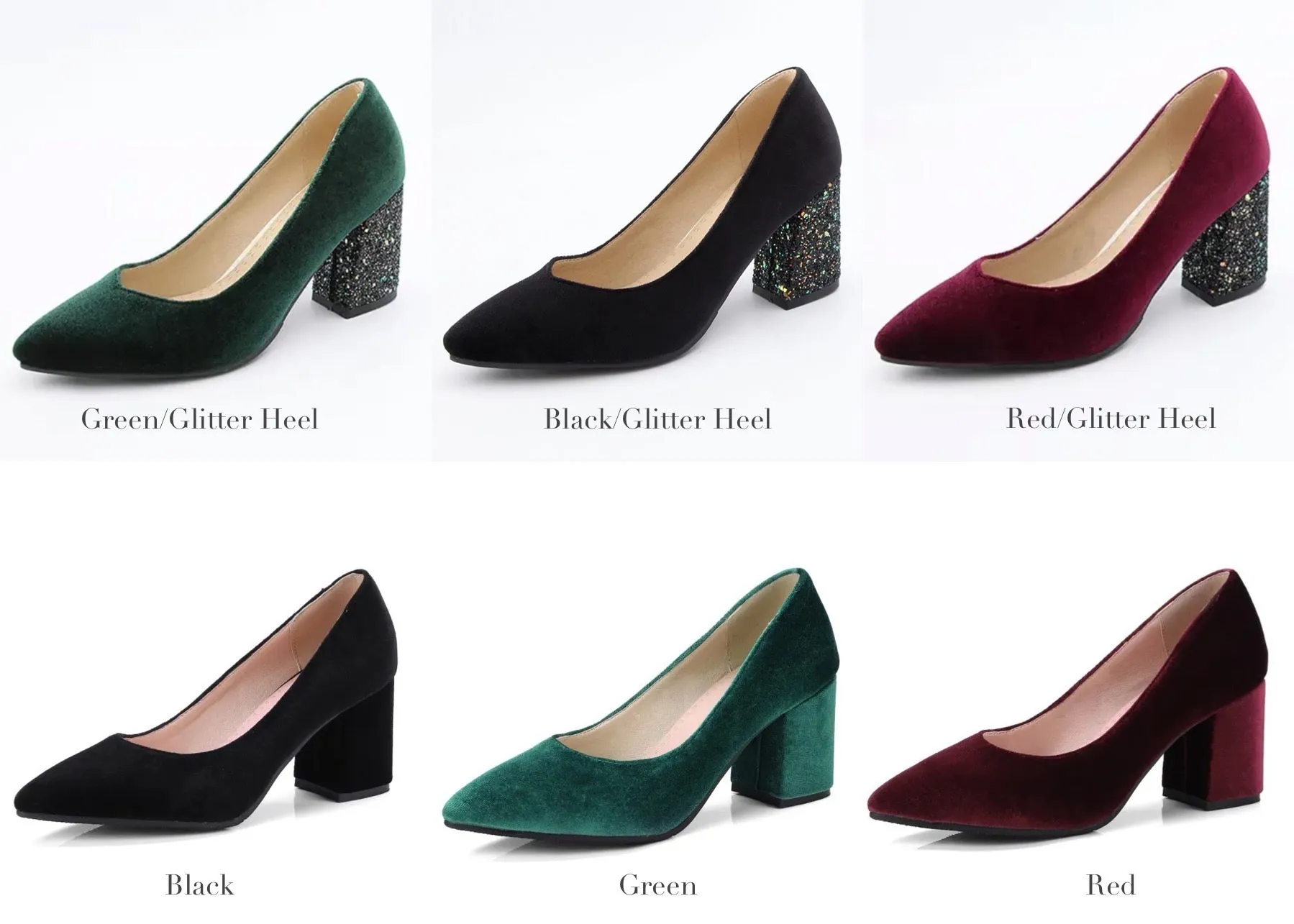 Velvet Block Heels