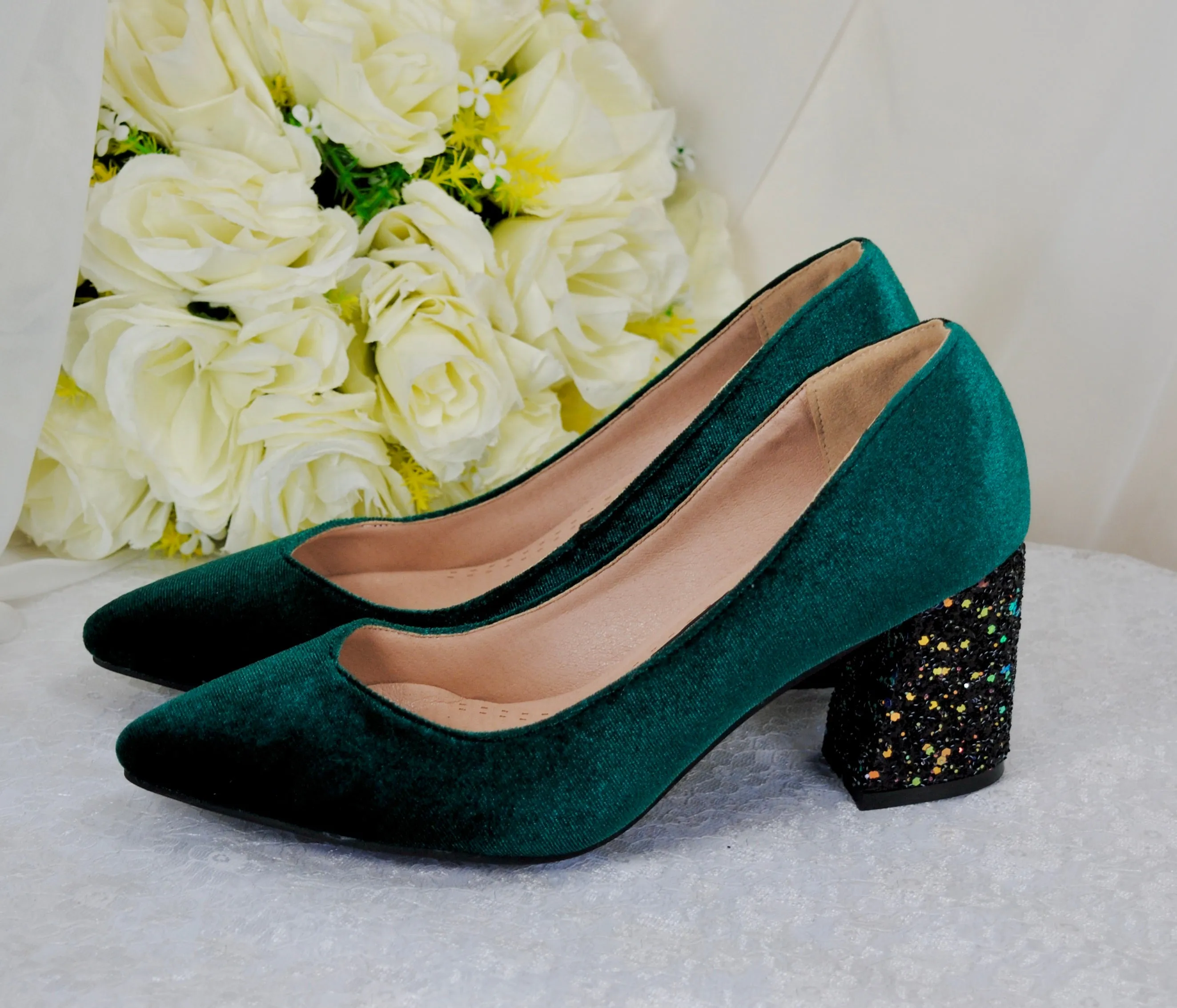 Velvet Block Heels