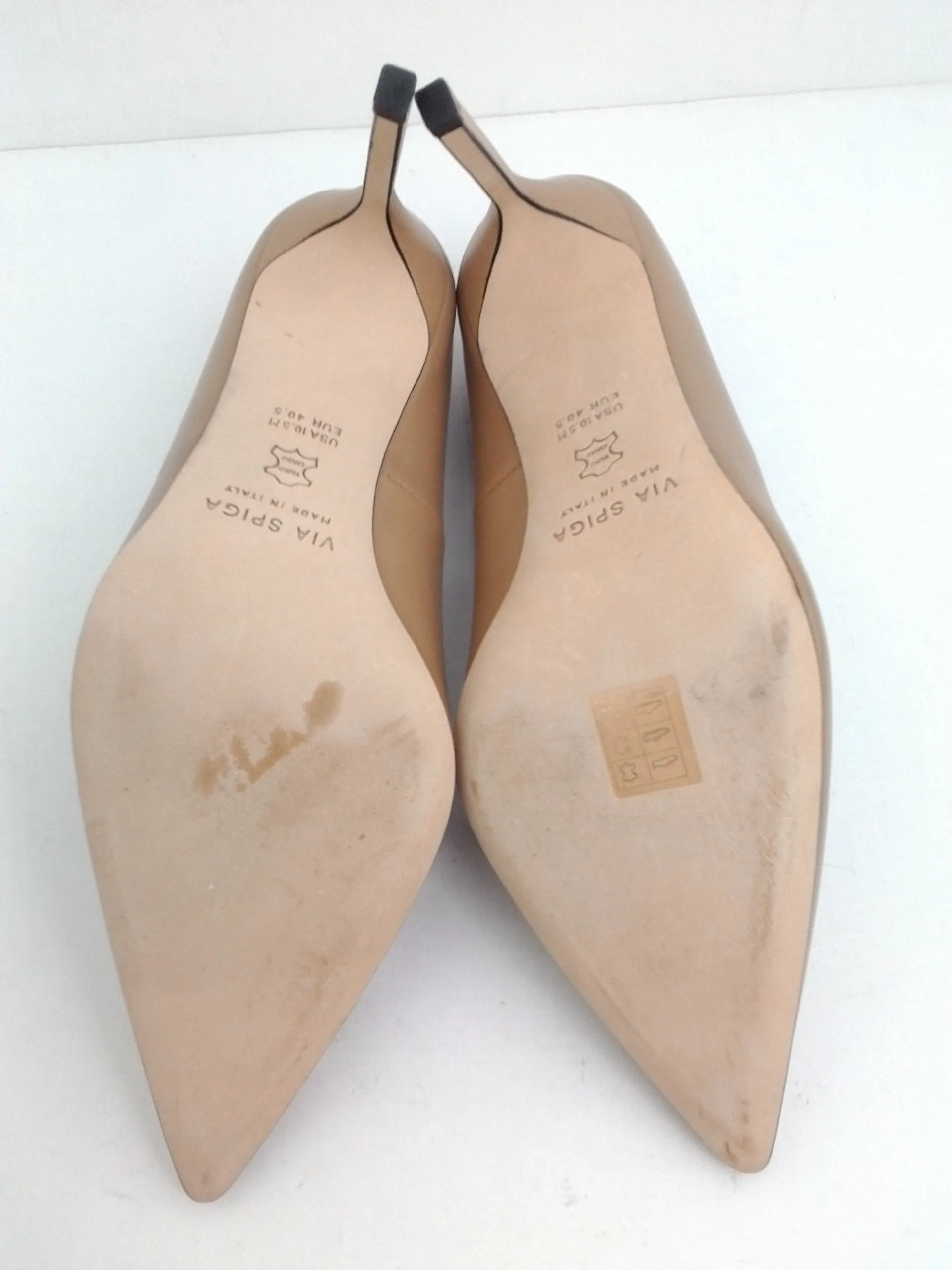 Via Spiga Women's Nude Leather Heels Size 10.5 M