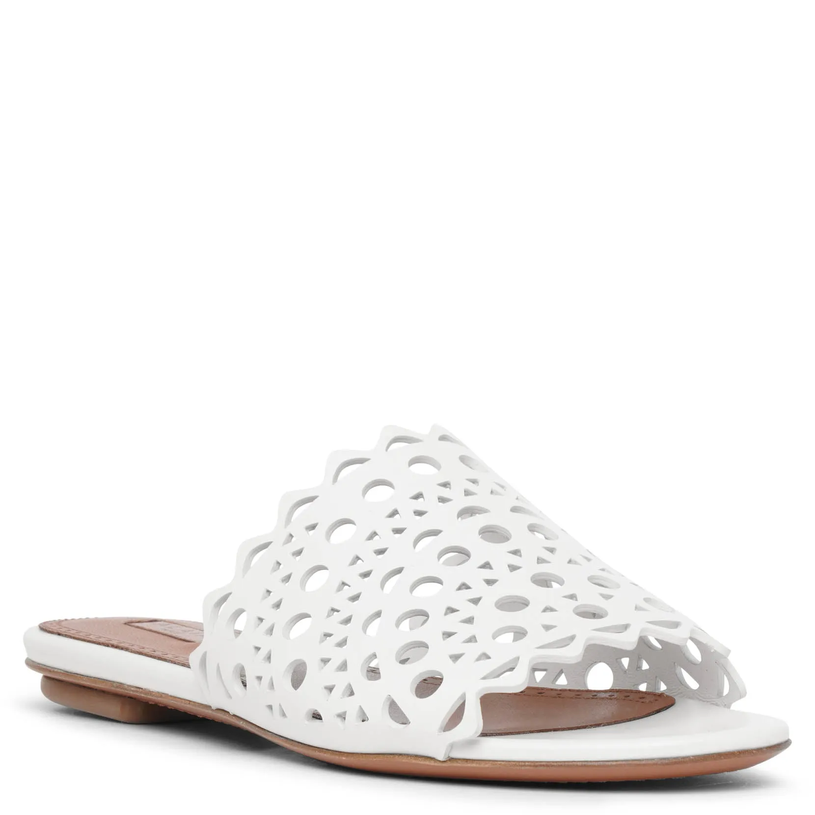 Vienne white leather mules