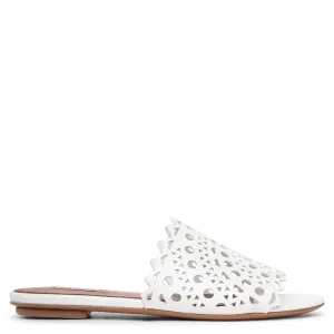 Vienne white leather mules