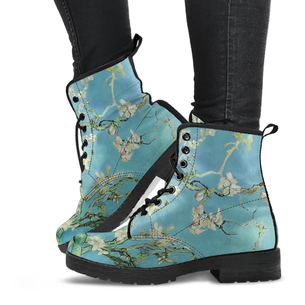 Vincent Van Gogh Almond Blossom Women's Vegan Leather Combat Boots