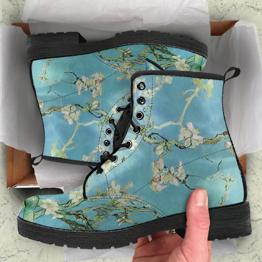 Vincent Van Gogh Almond Blossom Women's Vegan Leather Combat Boots