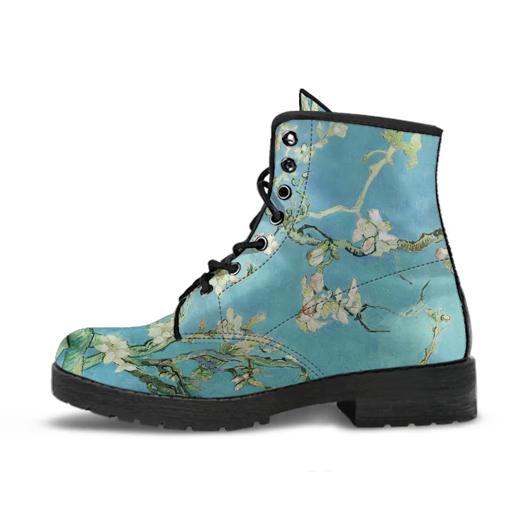 Vincent Van Gogh Almond Blossom Women's Vegan Leather Combat Boots