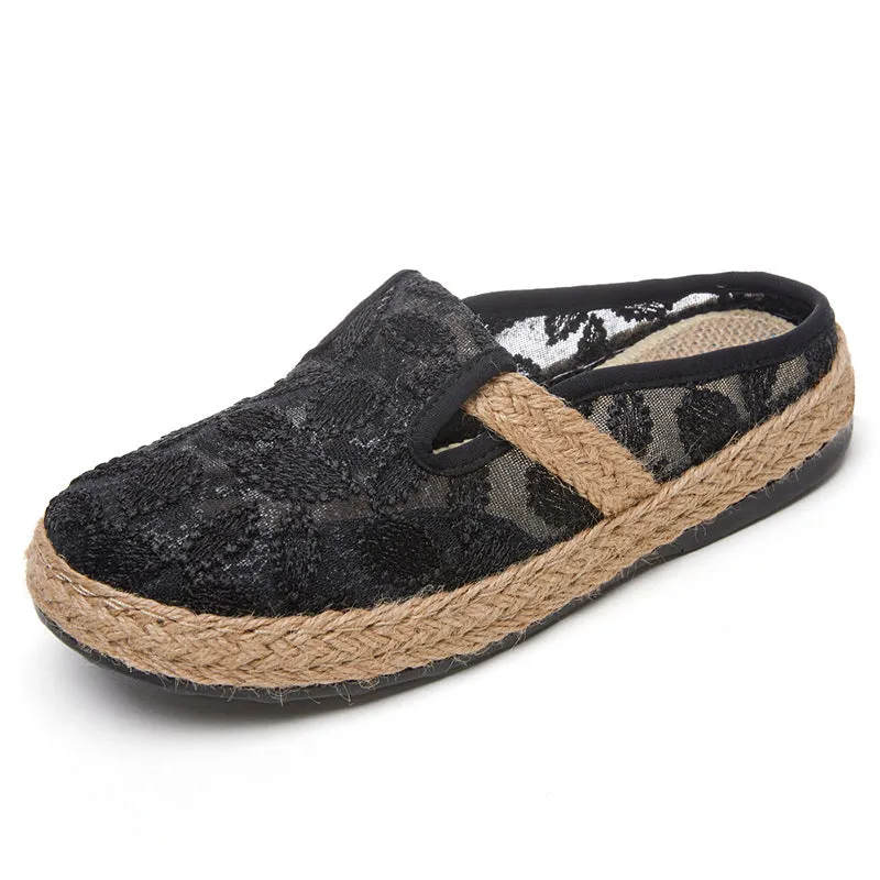 Vintage flax espadrille mules