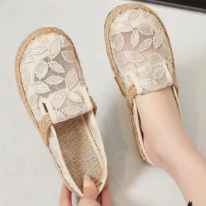 Vintage flax espadrille mules