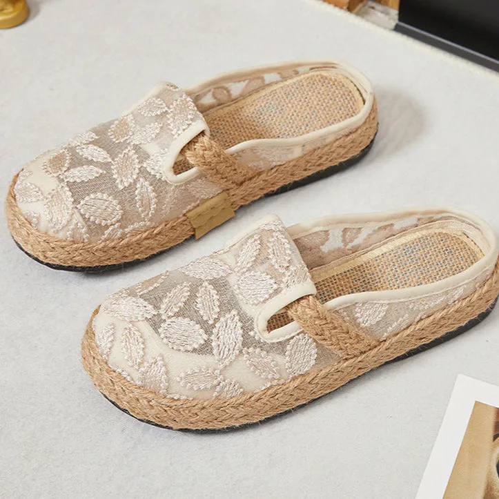 Vintage flax espadrille mules