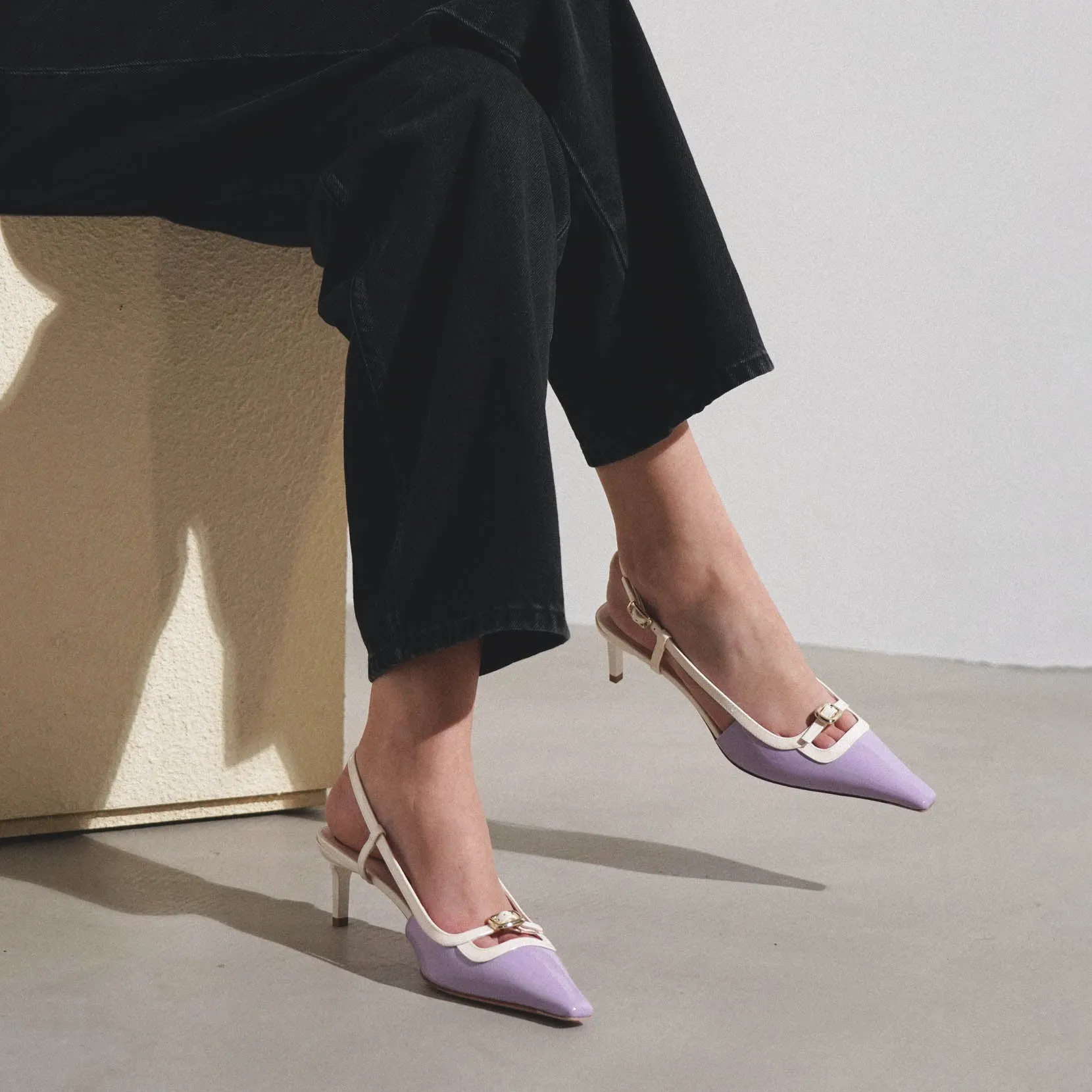 Viv Canard 55 violet slingbacks