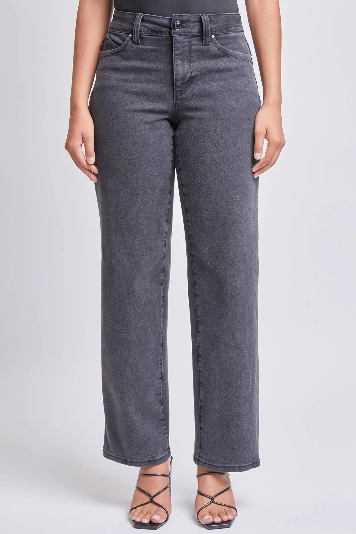 WANNABETTABUTT HIRISE STRAIGHT LEG CLEAN WASH JEANS