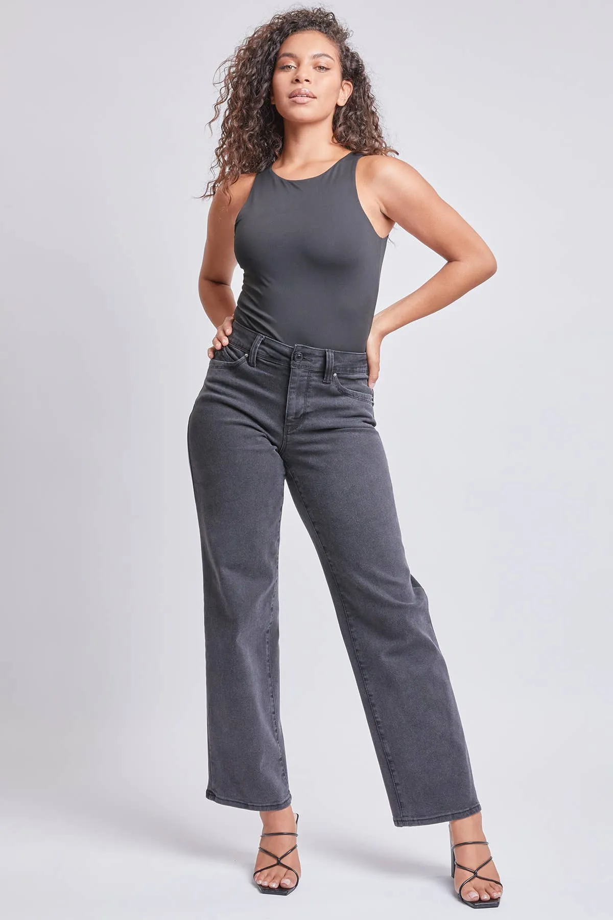 WANNABETTABUTT HIRISE STRAIGHT LEG CLEAN WASH JEANS
