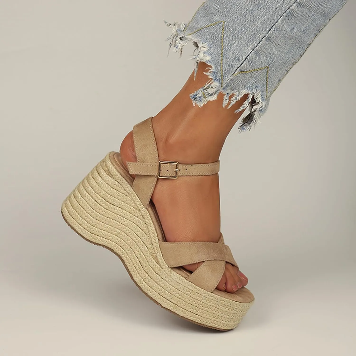 Wedges Sandals Women's Platform Heels Sandals Comfortable Chunky Espadrille Ankle Strap Open Toe Summer Casual Shoes