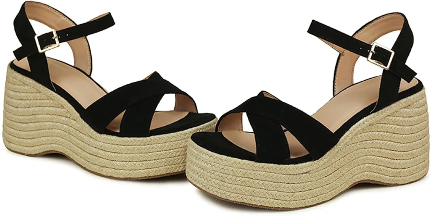 Wedges Sandals Women's Platform Heels Sandals Comfortable Chunky Espadrille Ankle Strap Open Toe Summer Casual Shoes