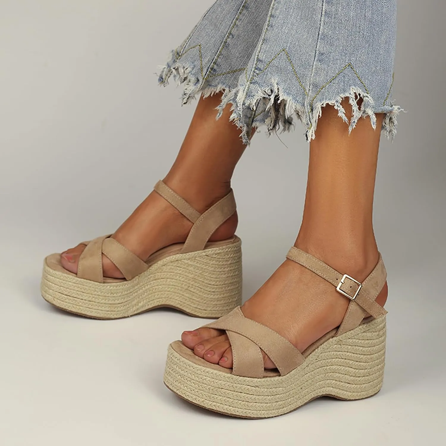 Wedges Sandals Women's Platform Heels Sandals Comfortable Chunky Espadrille Ankle Strap Open Toe Summer Casual Shoes