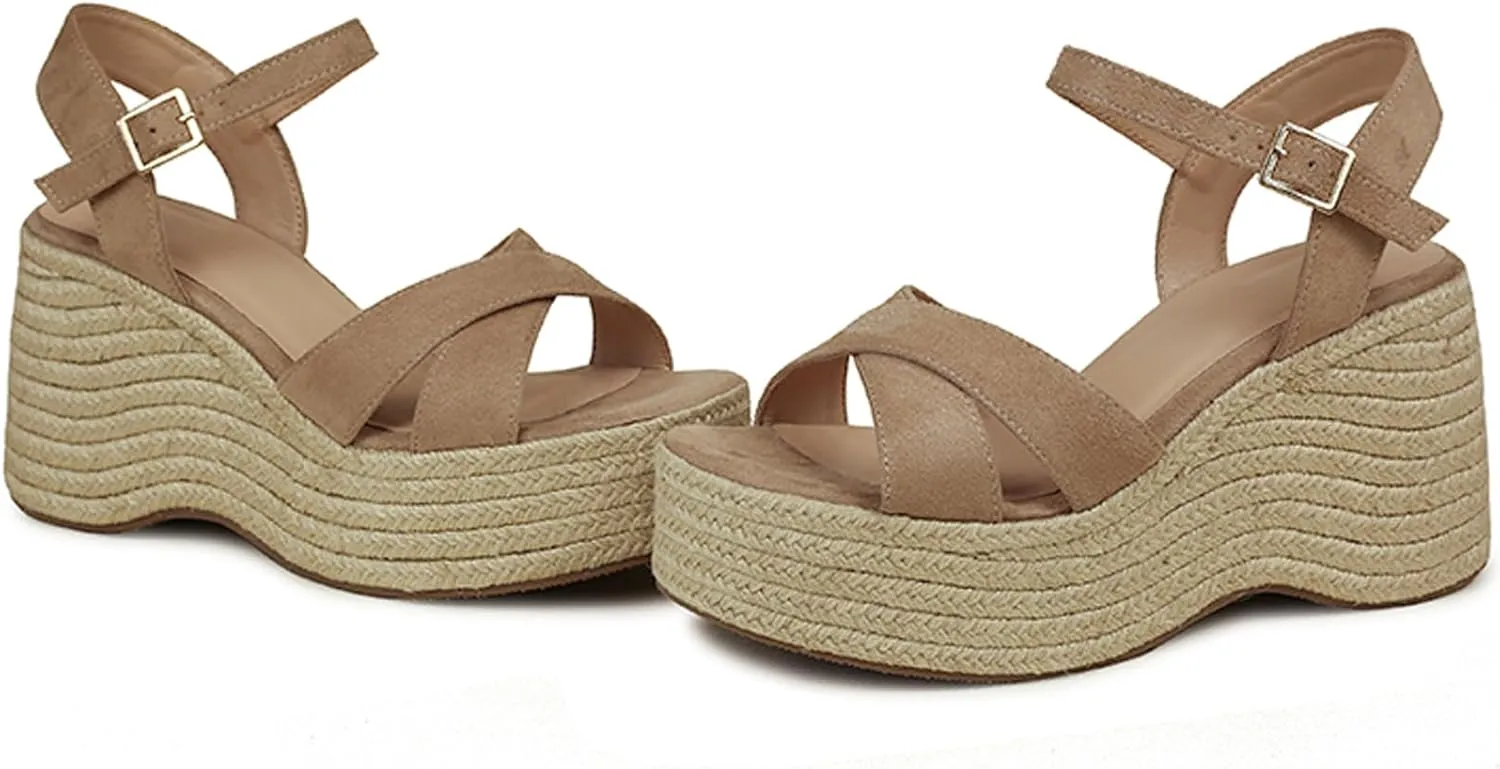 Wedges Sandals Women's Platform Heels Sandals Comfortable Chunky Espadrille Ankle Strap Open Toe Summer Casual Shoes