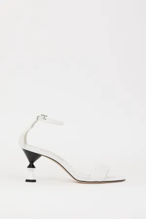 White Leather Leda Sculptural Heel