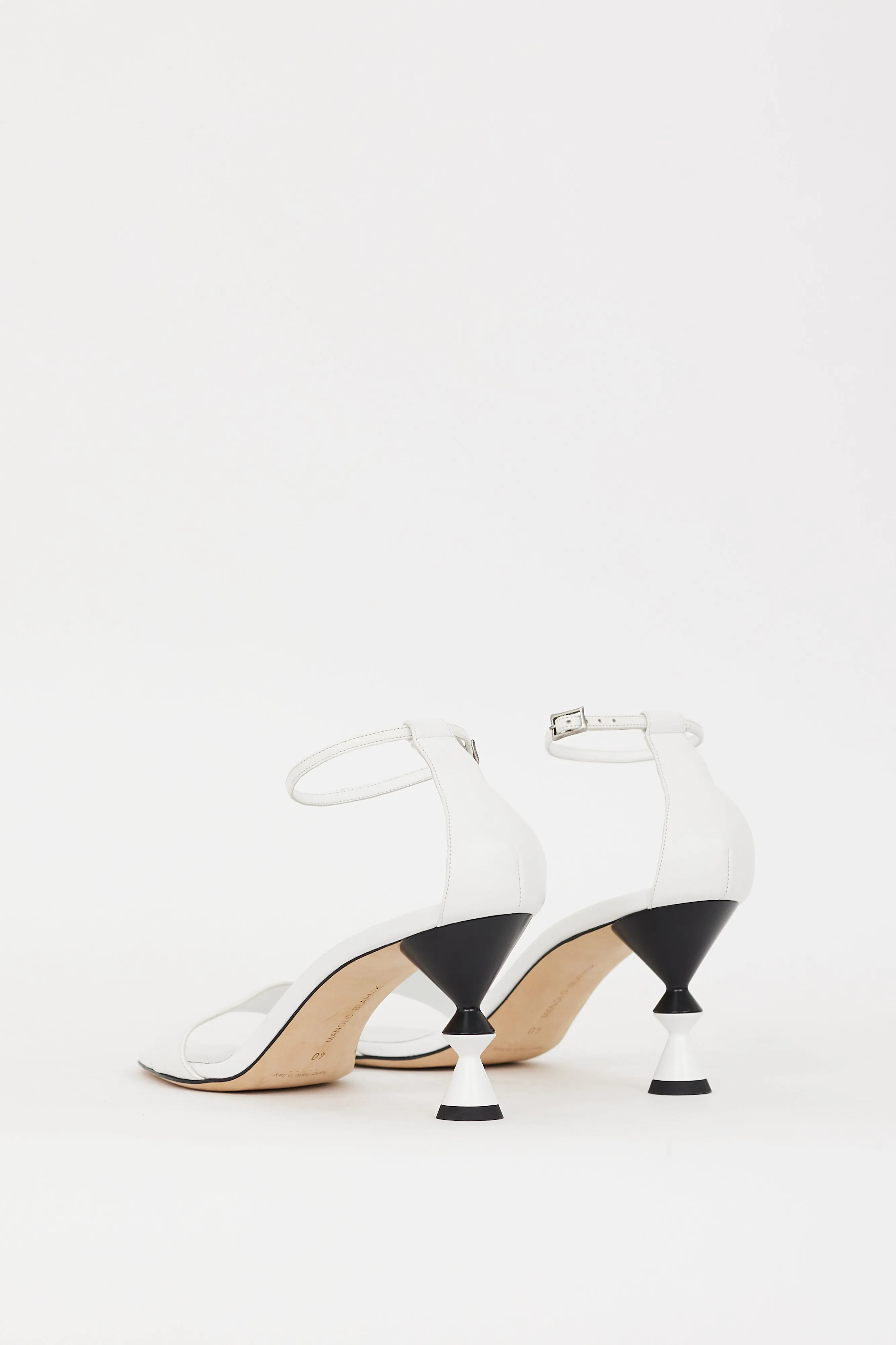 White Leather Leda Sculptural Heel
