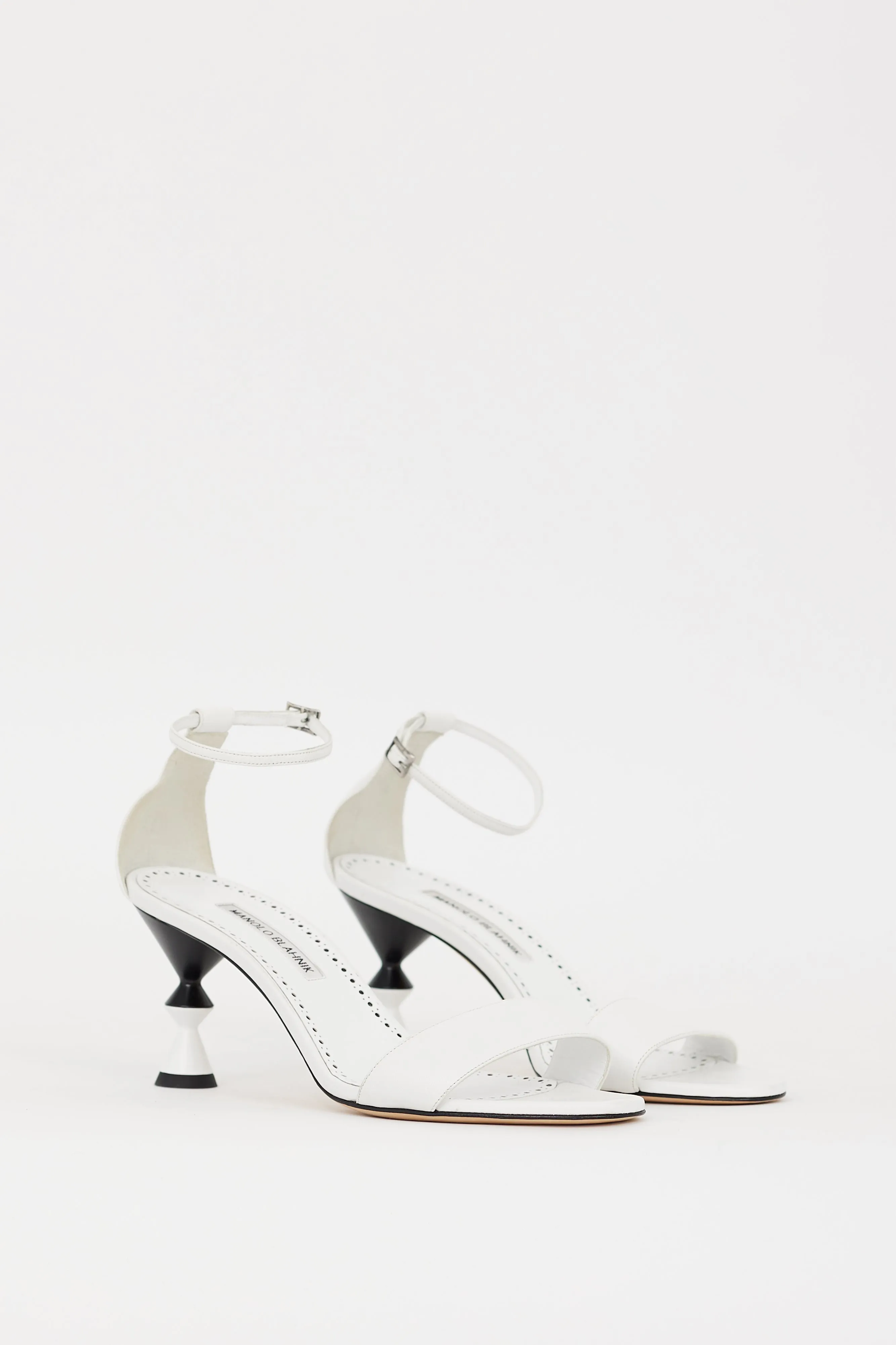 White Leather Leda Sculptural Heel