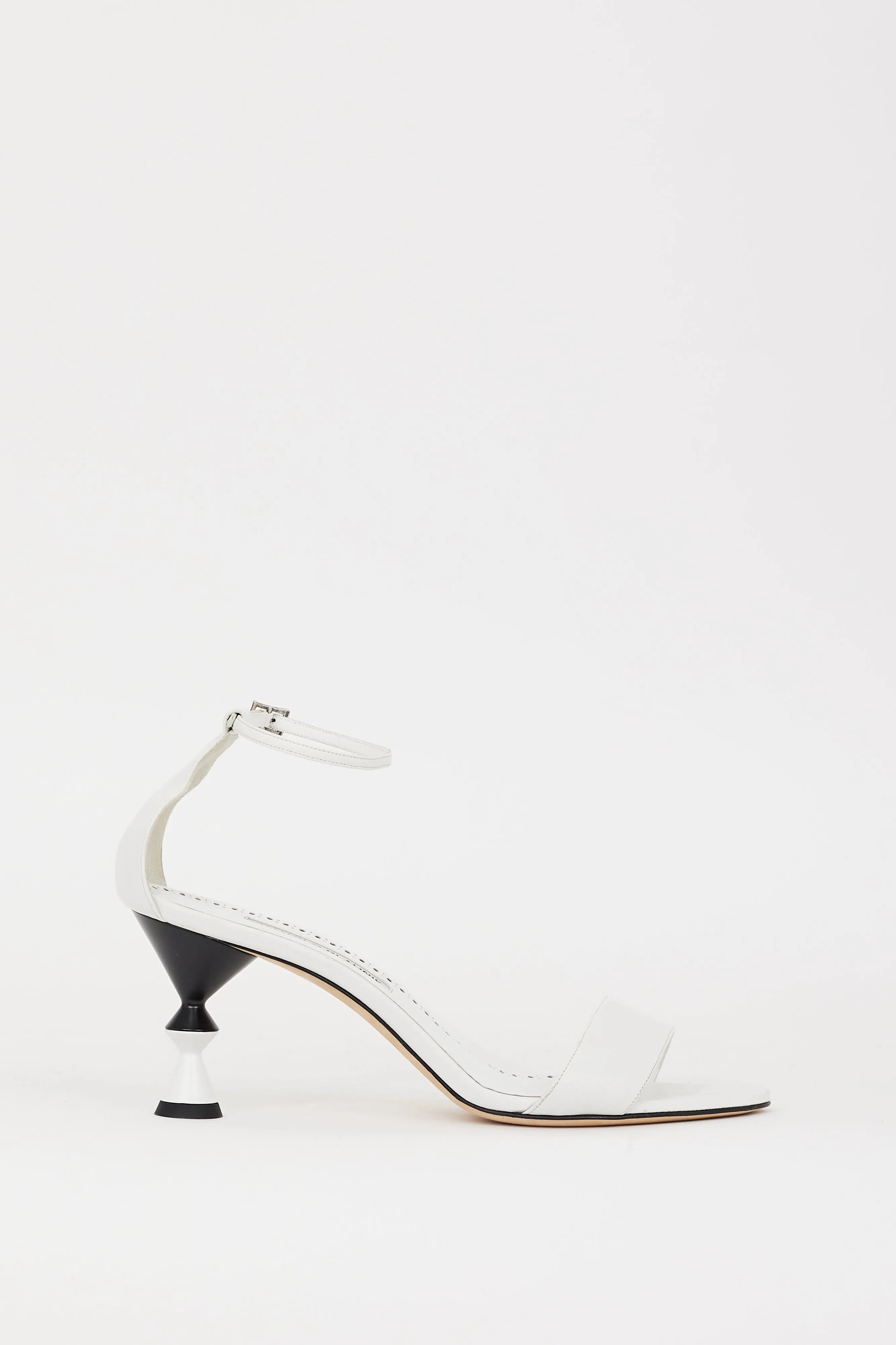 White Leather Leda Sculptural Heel