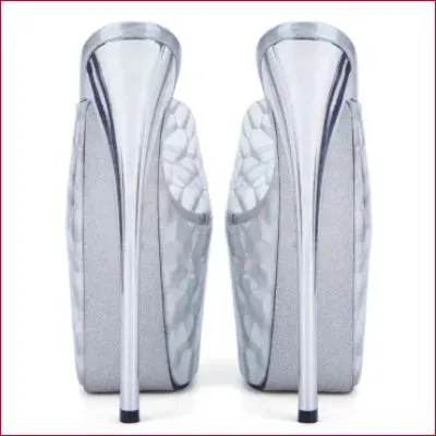 White Shimmer High Heels for Plus Size Women