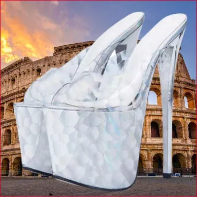 White Shimmer High Heels for Plus Size Women