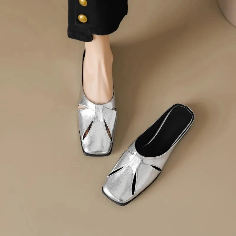 Wjczt  and Autumn Slippers Women's Flat Luxury Outdoor Leather Slippers Women's Sandals Trendy Brand Design Women's Slippers