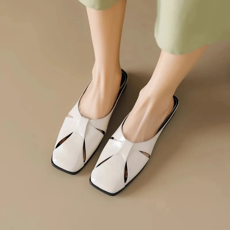 Wjczt  and Autumn Slippers Women's Flat Luxury Outdoor Leather Slippers Women's Sandals Trendy Brand Design Women's Slippers