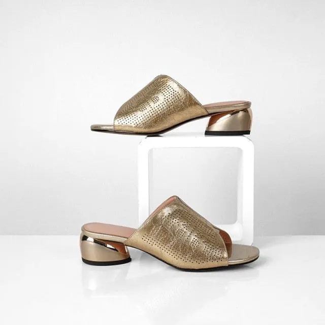 Women Bright leather outdoor slippers