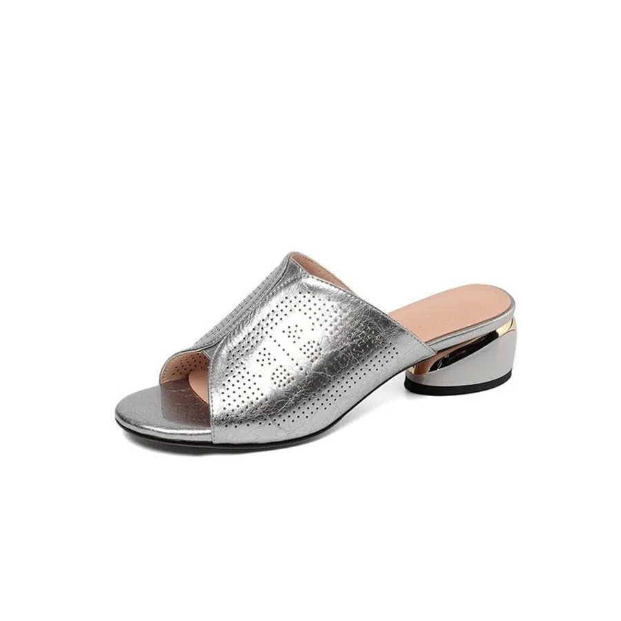 Women Bright leather outdoor slippers