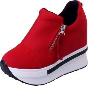 Women Casual ShoesThick Soled Platform Canvas High Heeled Casual Shoes Zipper Foreign Trade Women's Shoes Sneaker Men