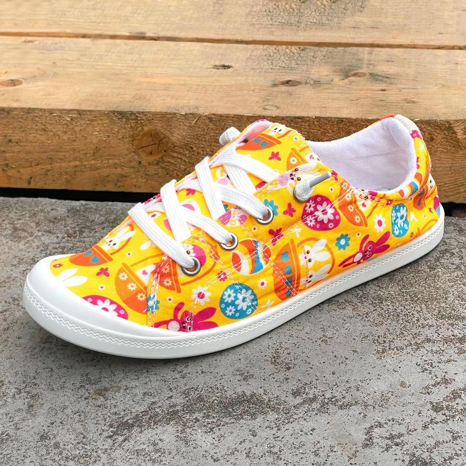 Women Fashion Casual Sneakers Canvas Lace-Up Loafers Lightweight Ladies Shoes Flat Soft Soled Comfortable Shoes Cute Slip on Wide Feet Toe Box Breathable Arch printed lace couples B84-Green
