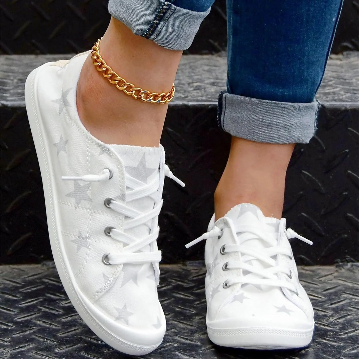 Women Fashion Casual Sneakers Canvas Lace-Up Loafers Lightweight Ladies Shoes Flat Soft Soled Comfortable Shoes Non Slip Wide Feet Comfort Toe Box Canvas Breathable slides pumps brown E81-Beige