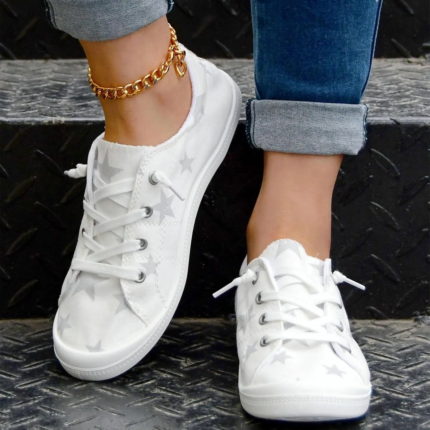 Women Fashion Casual Sneakers Canvas Lace-Up Loafers Lightweight Ladies Shoes Flat Soft Soled Comfortable Shoes Non Slip Wide Feet Comfort Toe Box Canvas Breathable slides pumps brown E81-Beige