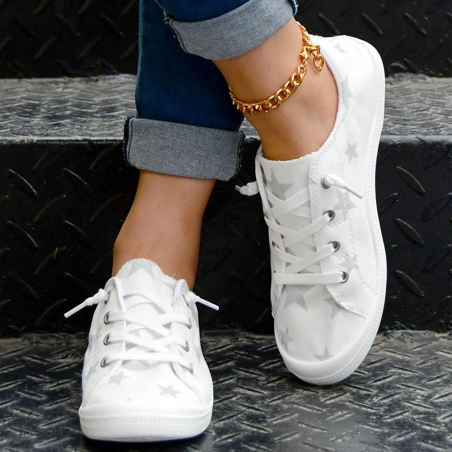 Women Fashion Casual Sneakers Canvas Lace-Up Loafers Lightweight Ladies Shoes Flat Soft Soled Comfortable Shoes Non Slip Wide Feet Comfort Toe Box Canvas Breathable slides pumps brown E81-Beige