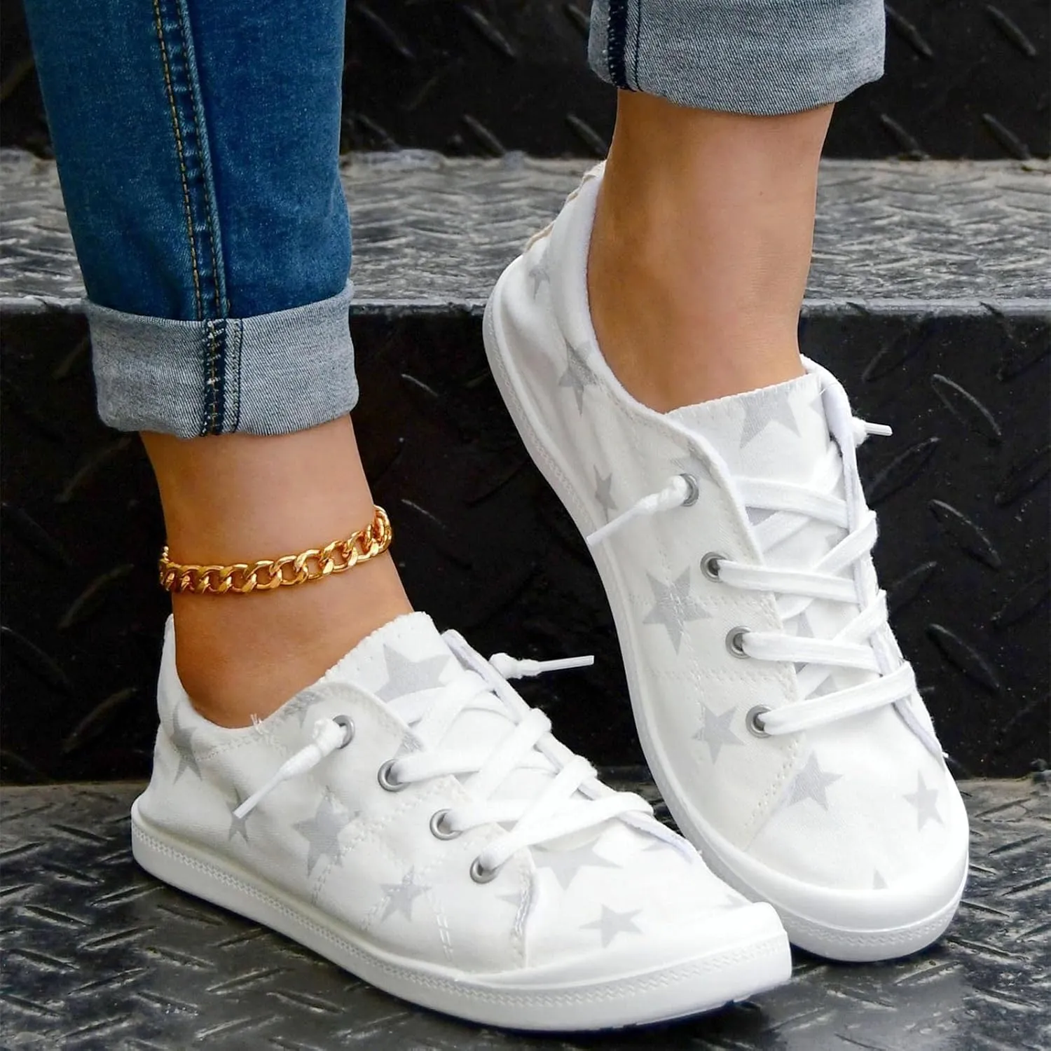 Women Fashion Casual Sneakers Canvas Lace-Up Loafers Lightweight Ladies Shoes Flat Soft Soled Comfortable Shoes Non Slip Wide Feet Comfort Toe Box Canvas Breathable slides pumps brown E81-Beige