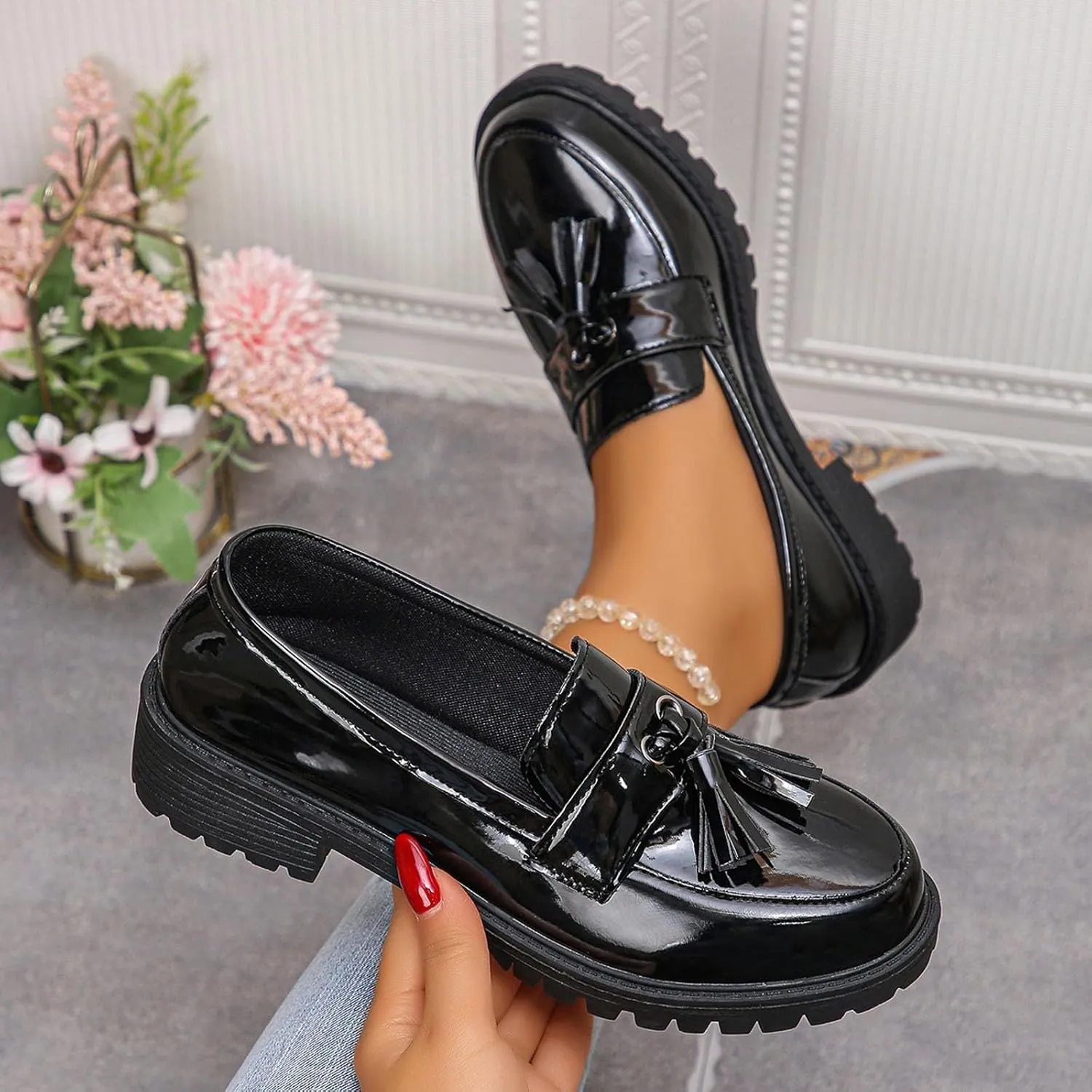 Women Loafers Shoes Slip-On Dress Shoes Business Casual Shoes Cute Work Shoes Comfortable Penny Loafer Office Shoes