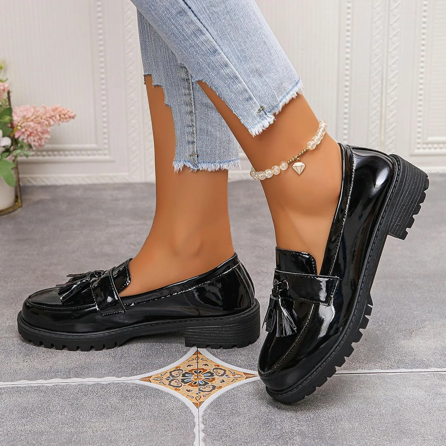 Women Loafers Shoes Slip-On Dress Shoes Business Casual Shoes Cute Work Shoes Comfortable Penny Loafer Office Shoes