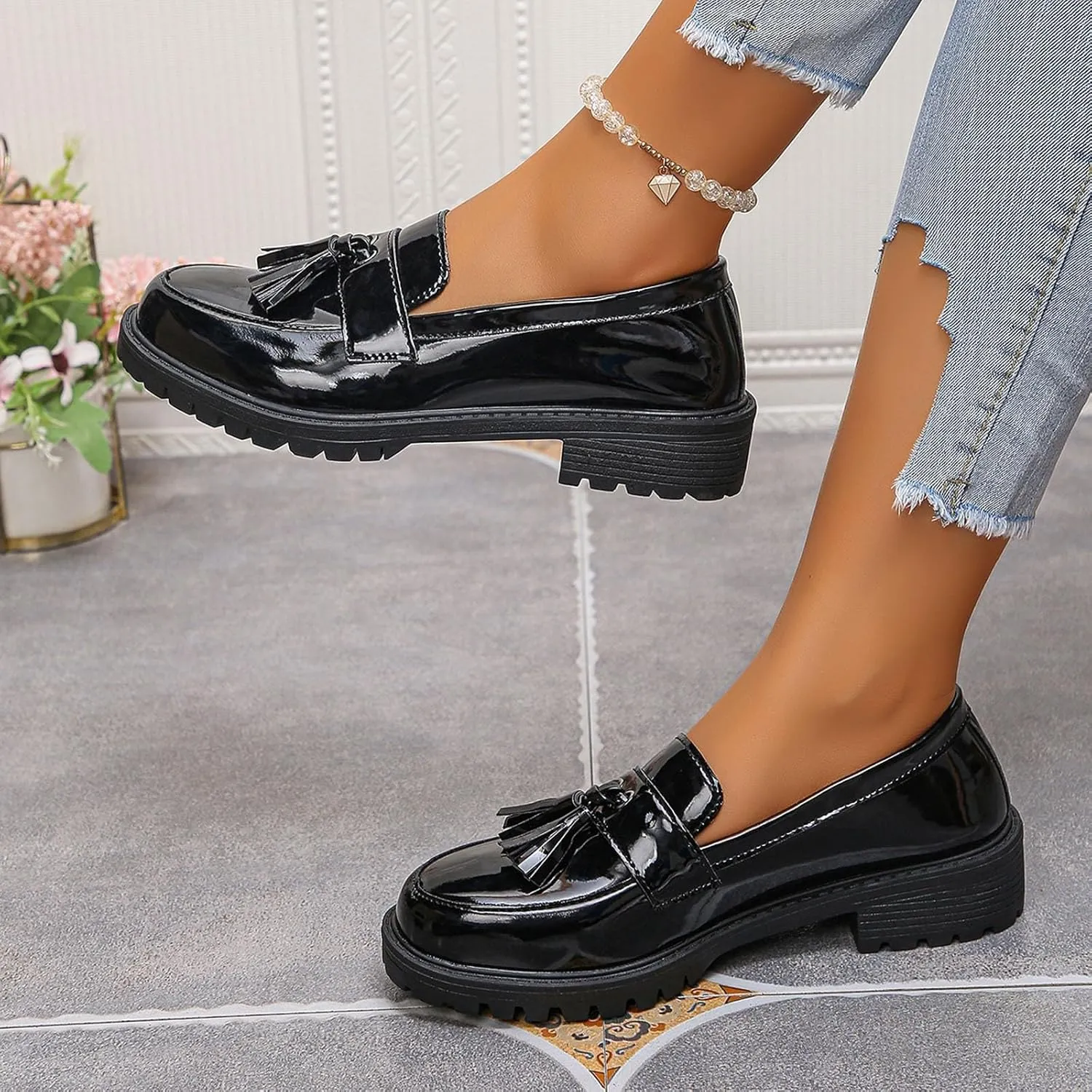 Women Loafers Shoes Slip-On Dress Shoes Business Casual Shoes Cute Work Shoes Comfortable Penny Loafer Office Shoes