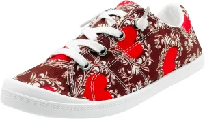 Women Shoes Casual Valentine Day Printing Sports Shoes Canvas Fashion Casual Shoes Mens Height Increasing Casual Shoes (Red, 6.5)