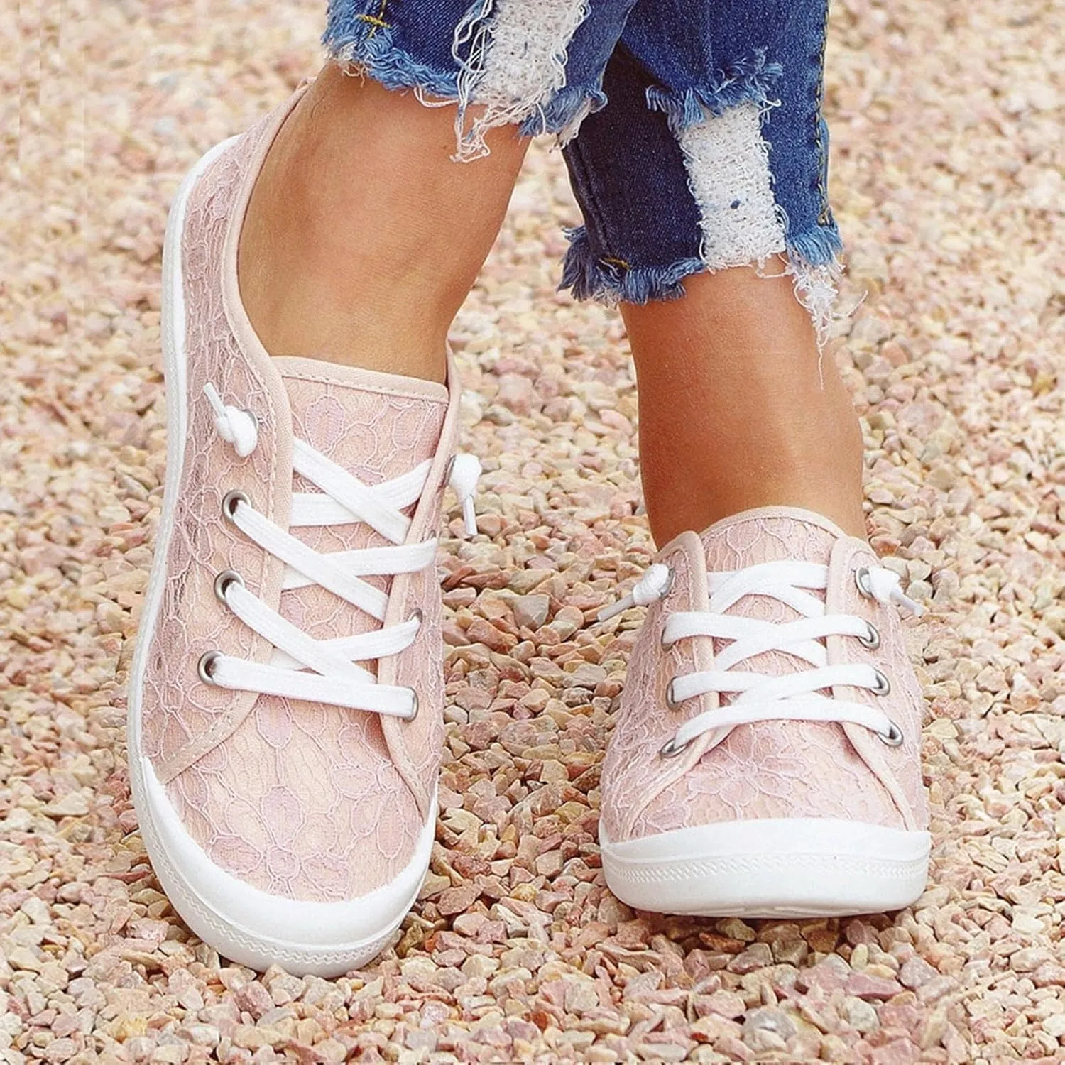 Women Sneakers Low Top Slip On Fashion Shoes,Lace up Canvas Sneakers,Fashion Comfortable Walking Shoes Casual Tennis Shoes for Women Non Slip Loafers