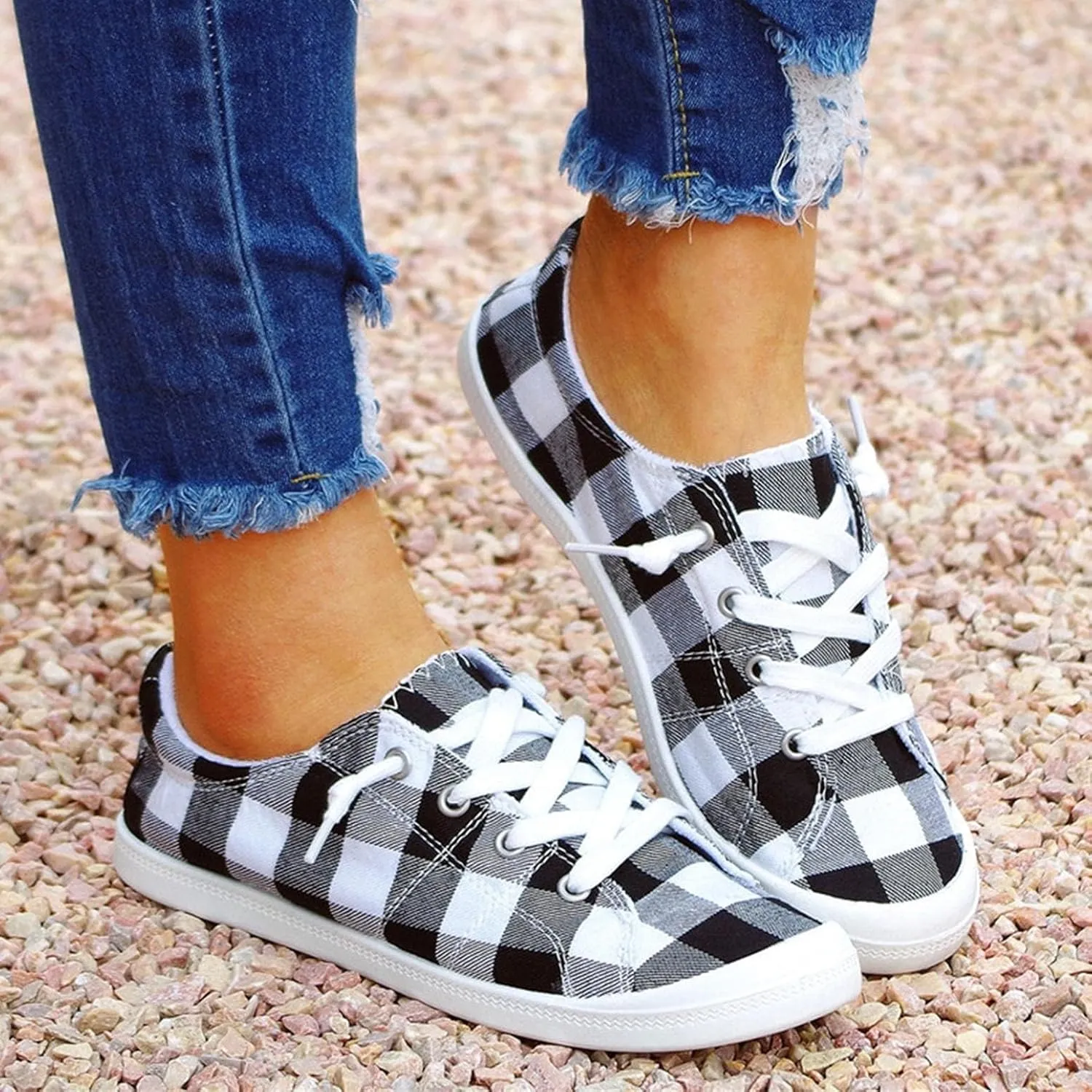Women Sneakers Low Top Slip On Fashion Shoes,Lace up Canvas Sneakers,Fashion Comfortable Walking Shoes Casual Tennis Shoes for Women Non Slip Loafers