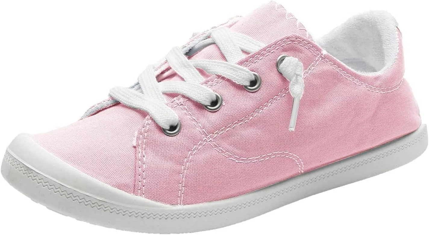 Women Sneakers Low Top Slip On Fashion Shoes,Lace up Canvas Sneakers,Fashion Comfortable Walking Shoes Casual Tennis Shoes for Women Non Slip Loafers