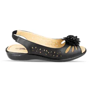 Womens Black Open Toe Comfort Sandal