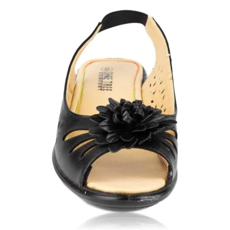 Womens Black Open Toe Comfort Sandal