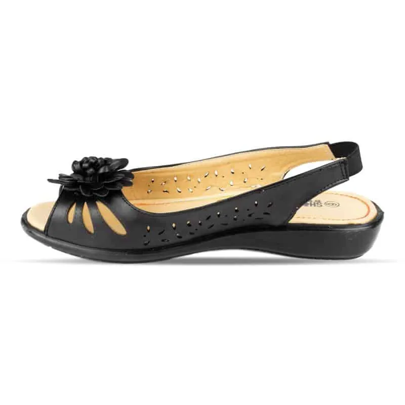 Womens Black Open Toe Comfort Sandal