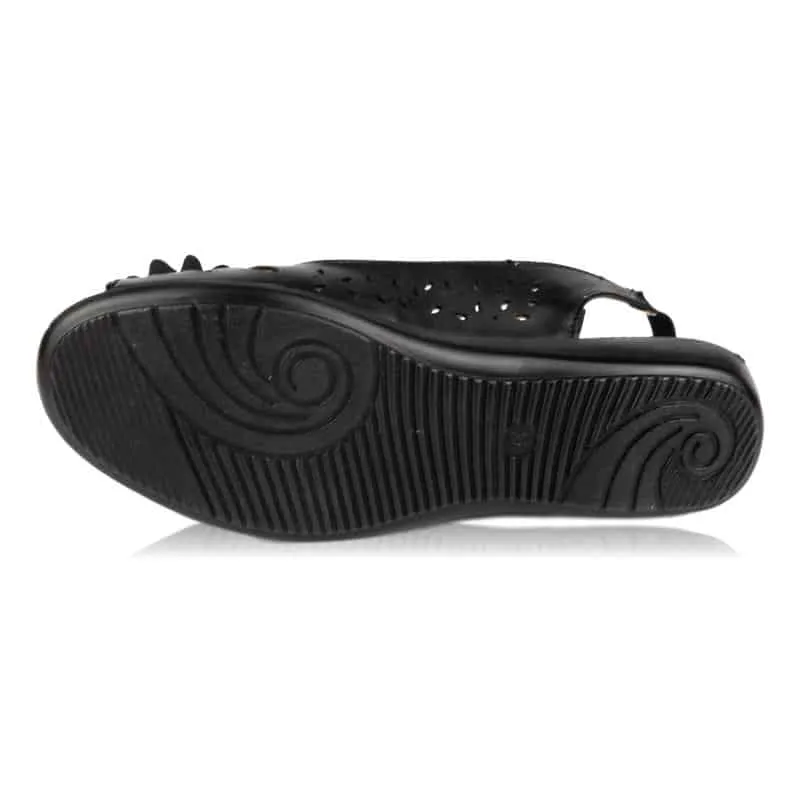 Womens Black Open Toe Comfort Sandal