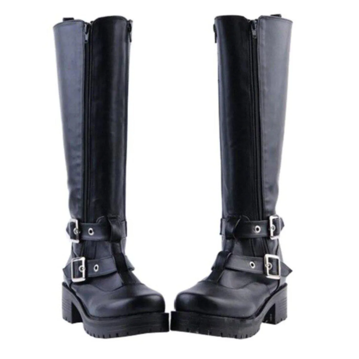 Women's Buckle Straps Riding Boots
